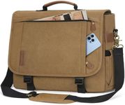 RAINSMORE Messenger Bag for Men 17-17.3 Inch Laptop Bag Water-resistant Canvas Computer Shoulder Bag Office Work Briefcase Large Casual Satchel Bags for Men Bookbag for College, Khaki