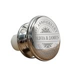 Treat Republic Round Happy Anniversary Wine Bottle Stopper – 5cm x 4.5cm, Personalised Bottle Stopper, Airtight Rubber Seal, Silver Plated Custom Wine Stopper | Home & Kitchen