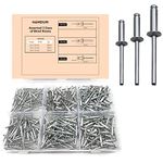 Homdum Aluminium Blind Rivet - Metal POP Rivets for Riveting Gun/Riveter Machine Assorted 3 Sizes Pack of 300 Pieces