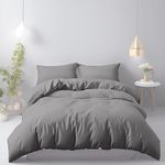 LivinEase Brushed Microfibre Double Duvet Cover Sets - 100 GSM Grey Double Duvet Cover with 2 Pillowcases (50x75 cm) - Hotel Quality Hypoallergenic, Easy Care and Comfortable