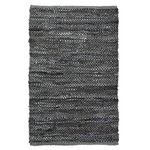 Bravich Grey Leather Chindi Rug Handmade Area Rag Rug 100% Recycled Leather Cotton Floor Mat Hand Woven Traditional Indian 60x90cm (2'x3')