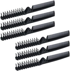 Antrader 6Pcs Portable Travel Hair Comb Brush Foldable Massage Hair Comb Anti-Static Styling Kits Folding Hair Combs Hairdressing Tools Black