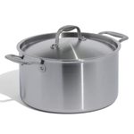 Made in Cookware - 8 Quart Stainless Steel Stock Pot with Lid - 5 Ply Stainless Clad - Professional Cookware - Made in Italy - Induction Compatible