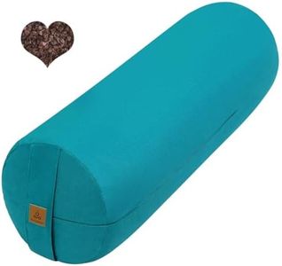 FelizMax Organic Buckwheat Bolster(24X9 in) Yoga Bolster Supportive Yoga Cushion for Restorative Yoga Accessories Meditation Pillow Reading Pillow Floor Pillow Large Round Cylinder (Cyan Blue)