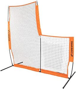 CHAMPRO MVP Portable Lightweight Protective L-Screen, Baseball/Softball Pitcher's Net, 7' X 7' Orange