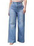 Miss Chase A+ Women's Wide Leg High Rise Regular Stretchable Denim Jeans (APSS23DEN12-52-167-44, Powder Blue, 44)