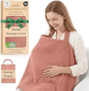 infancie Organic Cotton Nursing Cover - 43 x 28 Inch Breathable Muslin Breastfeeding Cover, Multi-Purpose for Women (Rust)