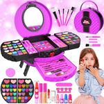 66 Pcs Kids Makeup Sets For Girls with Portable Stand,Make Up Starter Kit Children Princess Pretend Play Games Toys Presents,Little Girl Birthday Gifts Set For Age 3 4 5 6 7 8 9 10 11 12 Years Old