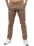 989Zé ENZO Mens Skinny Slim Fit Chinos Stretch Trousers Pants EZ348 Beige 30 Short