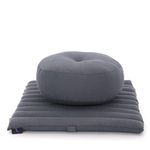 LEEWADEE Meditation Cushion Set Mini – 1 Small Zafu Yoga Pillow and 1 Small Roll-Up Zabuton Mat Filled with Eco-Friendly Kapok, anthracite