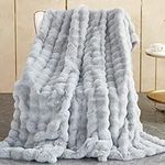 SHANNA Soft Warm Rabbit Plush Fleece Blankets Thick 1000 GSM Throws for Sofa Large Fluffy Versatile Blanket Bed Throw for Bedroom, Couch, Travel, Kids, Camping (Light Grey, 100 * 160cm)