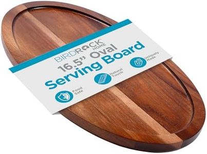 BIRDROCK HOME Acacia Wooden Cheese Serving Board with Handle - Charcuterie, Appetizers, Kitchen Platter, Grazing Board, Pizza, Meat, Bread, Cutting, Party, Food Display Tray - Espresso, 16.5", Oval