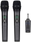 Kithouse K380A Wireless Microphone Karaoke Bluetooth Microphone Wireless With Rechargeable Receiver System - UHF Dual Handheld Dynamic Mic Set For Karaoke Singing Speech Church (Elegant Black)