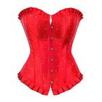 Grebrafan Gothic Plus Size Party Corsets with Rhinestones (UK(20-22) 5XL, Red)