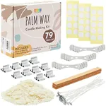 Bright Creations 79 Piece Palm Wax Candle Making Kit, DIY Supplies with Iron Stands, Wood and Cotton Wicks, Centering Bars, Adhesive Stickers (2.5 lbs)