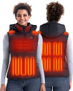 Women's Heated Vest with Detachable Hood, 15 Heating Zone Heated Vest Women