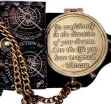 Brass Nautical - Thoreau's Go Confidently Compass, Made of Brass in Antique Finish, Comes in Leather Case for Graduation, Baptism, Communion, Confirmation Day, New Year, Christmas, Birthday Gift