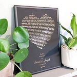 Personalised foil printed song lyrics or poem print wedding | anniversary gift print in copper, gold or silver, any city or town and text