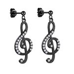 SEIHOP Women's Musical Note Stud Earrings Black Gun Plated Treble Clef Music Note Earring Jewelry Gifts for Music Lover KE0027K