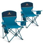 ALPHA CAMP Set of 2 Folding Camping Chairs with Cooler Bag & Cup Holder & Side Pocket Up to 120kg, Lightweight and Portable Camping Chair for Adults, Blue