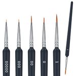 6 Pcs Fine Detail Paint Brush Set, Miniature Detail Artist Painting Brushes, 6 Sizes Wooden Fine Tip Paint Brushes for Acrylic Painting Drawing Craft Oil Nail Art Model Watercolor Painting Brushes