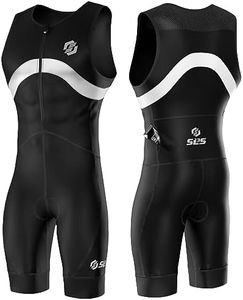 SLS3 Triathlon Suits Mens - Premium FX Tri Suit Men Triathlon - Sleeveless Trisuit Triathlon Men - Quick Drying Mens Triathlon Suit - Men’s Tri Kit, Padded Skinsuit, Pocket (Black, Large)