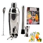 Cocktail Shakers Set - 7Pcs Cocktail Making Kit, Versatile and Easy-to-Use Cocktail Set for Perfect Drinks - Double Jigger,Muddler,Pourers,Mixing Spoon & Recipe Book