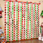 Mega-L 2 Pack Christmas Foil Fringe Curtains Christmas Party Decorations 3.3 X 6.6 ft Red Silver Green Tree Tinsel Photo Booth Props Backdrop Streamers for New Year and Ugly Sweater Party