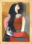 Decoratus� *Seated Woman* (1923)- A Famous Painting by Pablo Picasso, Wall D�cor Frame. Canvas print stretched on Pinewood Frame. Size 14"x18".