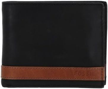 Fossil Portefeuille pour hommes Quinn, Portefeuille 100% cuir noir 11,4 cm L x 2,5 cm l x 9,5 cm H ML3653001