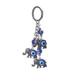 VOSAREA Blue Evil Eye Keychain Elephant Blue Eye Turkish Amulet Nazar Bead Keyring Good Luck Blessing Charm for Home Car Bag Purse Decoration