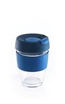 TintBox TintCup Borosilicate Glass Coffee Mug with Lid | Premium Glass Coffee Cup Sipper with Silicone Grip and Lid | for Office, Travel | Dashing Blue | 350 ml | Pack of 1