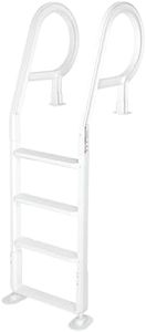 XtremepouwerUS Heavy Duty Deck Entry Ladder Anti Slip Plastic Step Pool Ladder for Adjustable 48-54 Inch Above Ground or In Ground Swimming Pools
