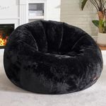 Hobestluk Bean Bag Chairs Large Bean Bag Couch for Adults Comfy Giant Bean Bag Chair with Donut Shape for Reading, Playing or Relaxing (Black)