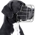 BronzeDog Metal Wire Basket Dog Muzzle Great Dane Leather Adjustable Large (XL)