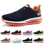 huysfika Womens Mens Trainers Gym Running Shoes Fashion Fitness Mesh Sneakers Casual Outdoor Walking Shoes, BlueOrange Size 46 EU(10 UK)