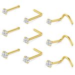 MODRSA Nose Studs 20g Nose Stud 20 Gauge Nose Piercing Stud Nose Ring Nose Screw Nose Bone Tiny Small Nose Stud Diamond Nose Jewelry Gold 1.5mm 2mm 2.5mm