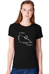 Workshop Graphic Printed T-Shirt for Women | Funny Quote Find X Maths English Slogan Stylish T Shirt | Round Neck Tee Sarcasam Half Sleeve Student tees Black