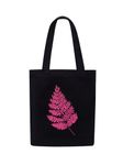 DOODLE Womens Eco-Friendly Reusable Cotton Canvas Tote Bag With Outer & Inner Zip Pocket |Travel, Shopping, College & Office Bag (Pink Fern)