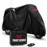 Badass Moto Ultimate for Harley Trike Cover Waterproof Motorcycle Cover - Heavy Duty Motorcycle Cover Fits Harley Davidson Trike, HD Trike Cover for Harley Davidson Tri Glide Accessories