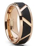 Metal Masters Co. Men's Tungsten Carbide Wedding Ring 8mm Black Rose Goldtone Faceted Band 7