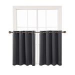 Deconovo Small Window Valances, Blackout Short Kitchen Curtains, Basement Tier Curtains, Thermal Living Room Darkening Curtains, Dark Grey, 52W x 36L Inch, 2 Panels