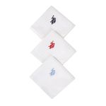 U.S. POLO ASSN. Men Pure Cotton Brand Logo Casual Style Handkerchief - Pack Of 3, White