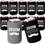 Your Dream Party Shop Groom and Grooms Squad Bachelor Party Can Coolers, Set of 12 Beer Can Coolies, Perfect Bachelor Party Decorations and as Grooms Men Gifts (Frost Grey)