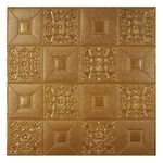 Golden Cart Ceiling Wallpaper (30 Pcs) 3D Foam Wallpaper Sticker Panels I Ceiling Wallpaper for Living Room Bedroom Foam Tiles (Square Design, Brown Colour, 30 Pieces, 70x70 cm Each)