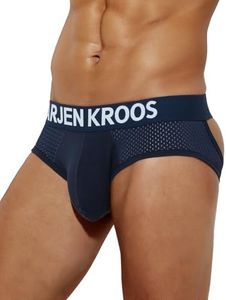 Arjen Kroos Men's Jockstrap Underwear Breathable Mesh Jock Straps Cotton Athletic Supporter,DEEP BLUE,Small
