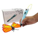 NFIL3D Pen for Kids & Adults|3D Pen Starter Kit – Includes 3Pcs Filament 5Meter Each,1Pcs Cable, 1Pcs Stand,1Pcs Stencils & 1Pcs Pen - for Kids & Gift Set for Birthday (Blue)