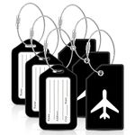 Luggage Tags, 6 Pcs Suitcase Tags, Travel Luggage Labels for Suitcase, Baggage, Travel Bags (Black)