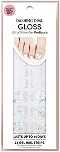 Dashing Diva Gloss Pedicure Nail Strips - Beachcombers | UV Free, Chip Resistant, Long Lasting Gel Pedicure Stickers | Contains 22 Nail Wraps, 1 Prep Pad, 1 Nail File