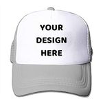 Customized Personalized Design Your Logo Unisex Trucker Hat Custom Mesh Baseball Cap, Grey, M